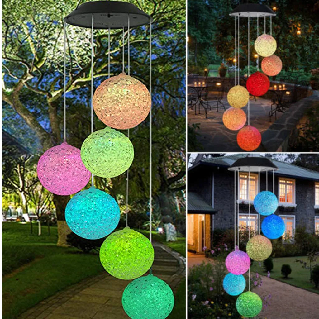 

Solar Powered Wind Chime Light LED Garden Hanging Spinner Lamp Color Changing Decoration Outdoor Lighting Party Decor Gift
