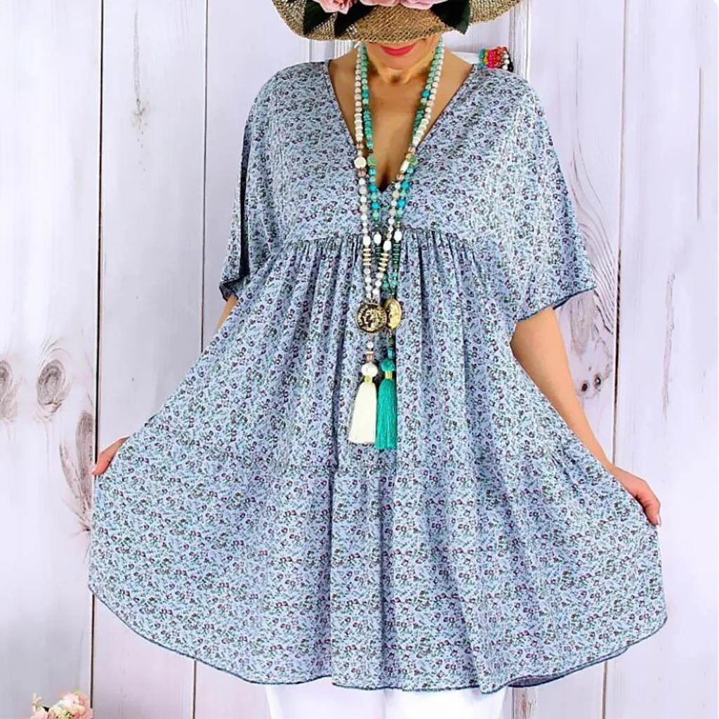 JAYCOSIN women floral print Mini dress long sleeve V neck pleated female casual retro short dresses vestidos mujer dropshipping | Женская