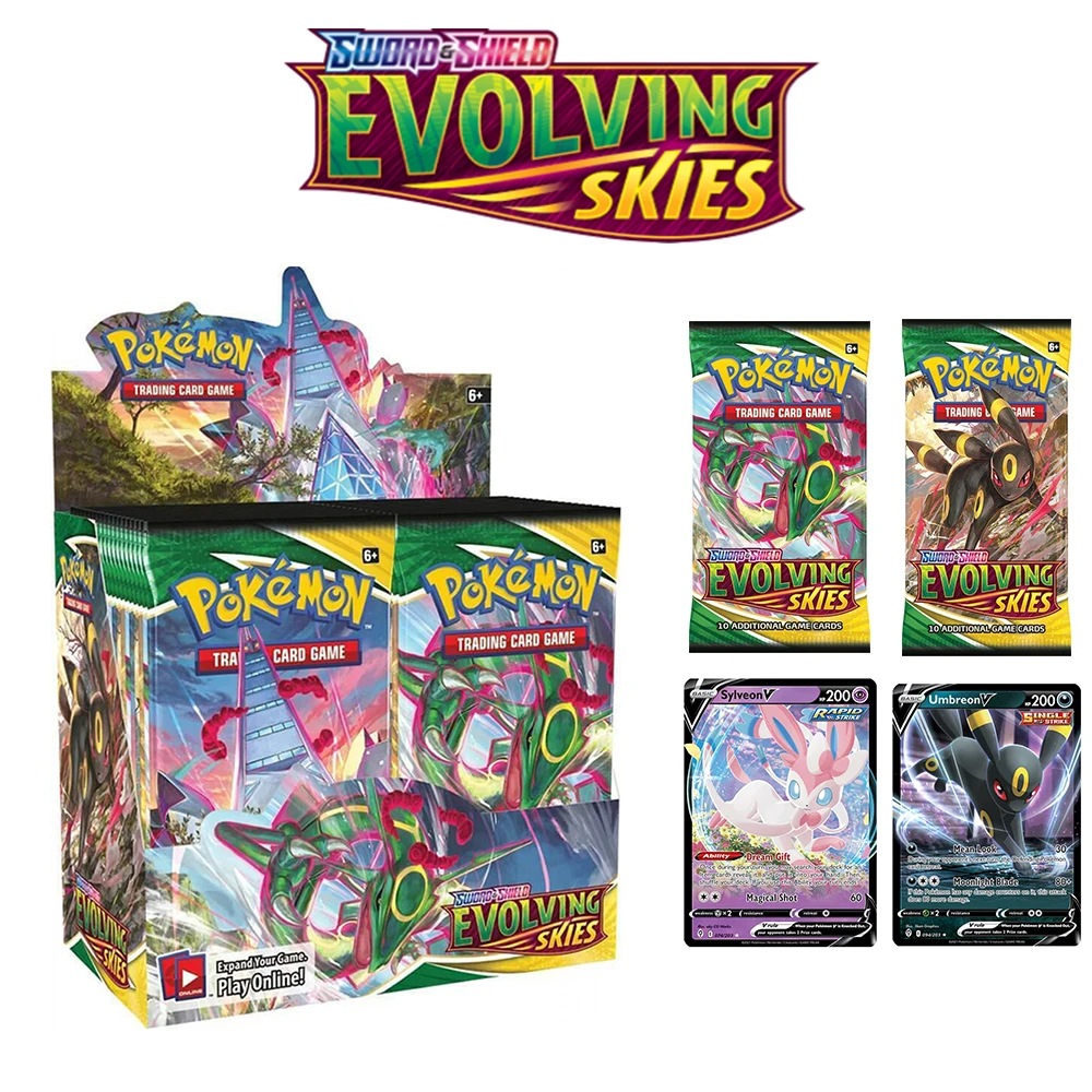 

360Pcs Carte Pokemon Francaise/English Sword&Shield CHILLING REIGN Evolving Skies Pokemon Card Booster Box Collection Card Game