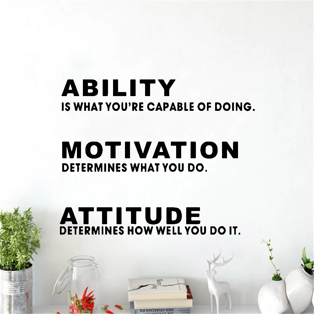 

Free shipping Office Inspirational Quotes Ability Motivation Attitude Removable Art Vinyl Wall Stickers Decoration