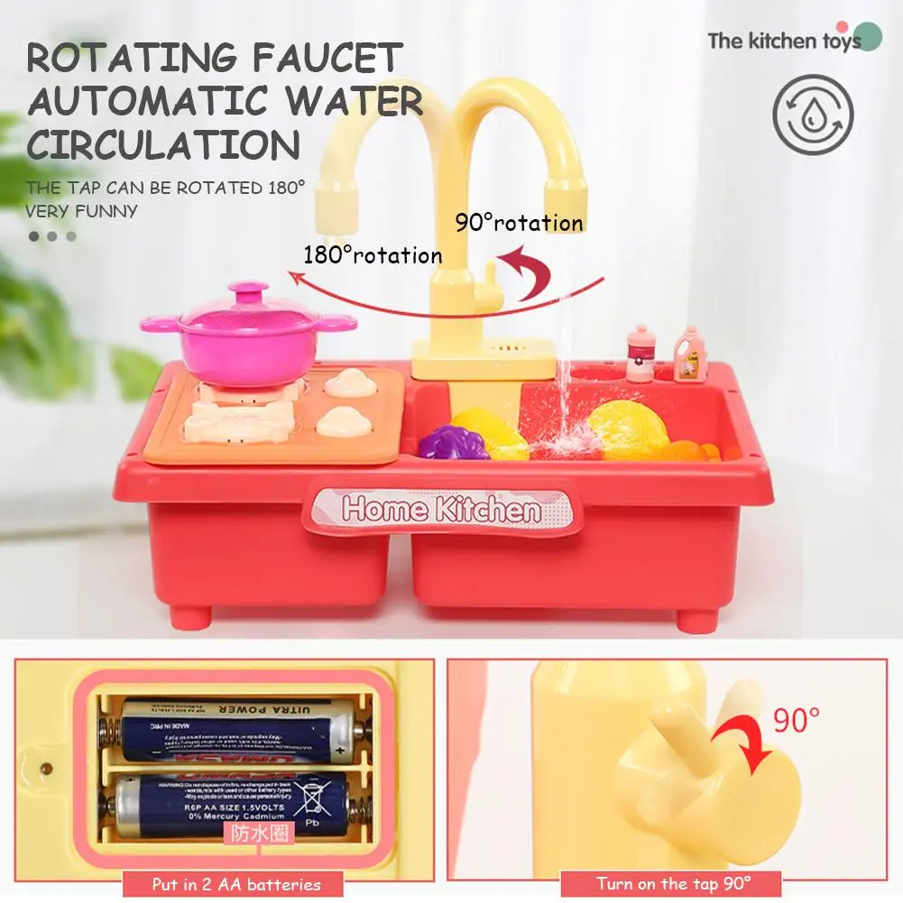 

Kid Kitchen Toy Set Simulated Electric Dishwasher Pretend Play House Toys Sink Dishwashing Set Children's Simulation Kitchen