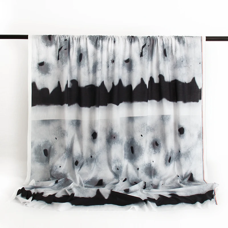 

100x140cm Fashion Black Ink Tie-dye Printed Thin Cotton Fabric For Woman Summer Skirt DIY Cloth Sewing