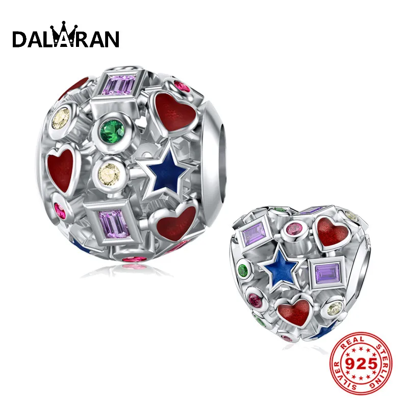 DALARAN Diy Подвеска Стерлинговое Серебро 925 Красочные ажурные бусины для