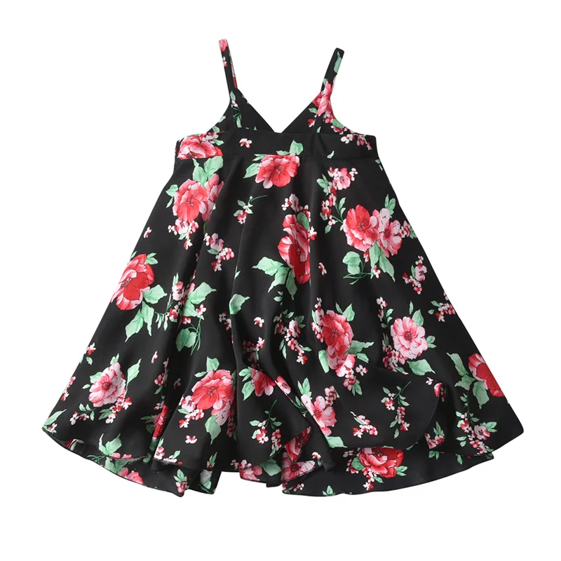 

2021 New Girls Casual Loose Style Dress, V-neck Printed Pattern Sleeveless beach summer wear