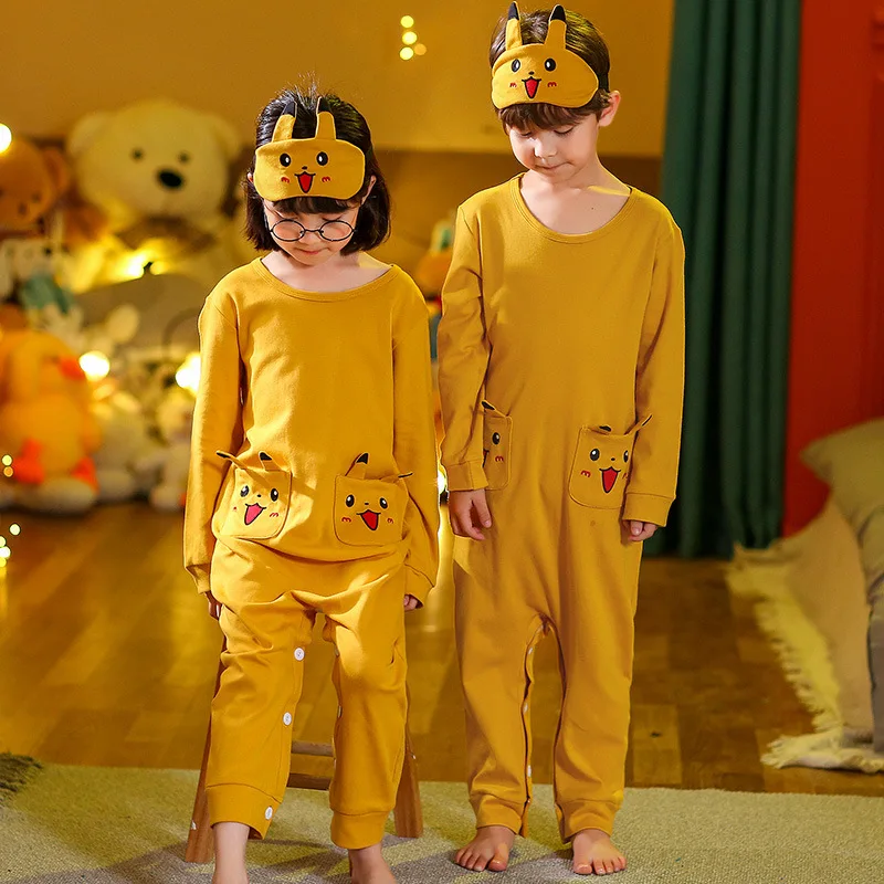 Осенние пижамы с Пикачу одежда для маленьких мальчиков кигуруми пандой детские