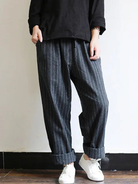 

Cotton and Hemp Striped Trousers