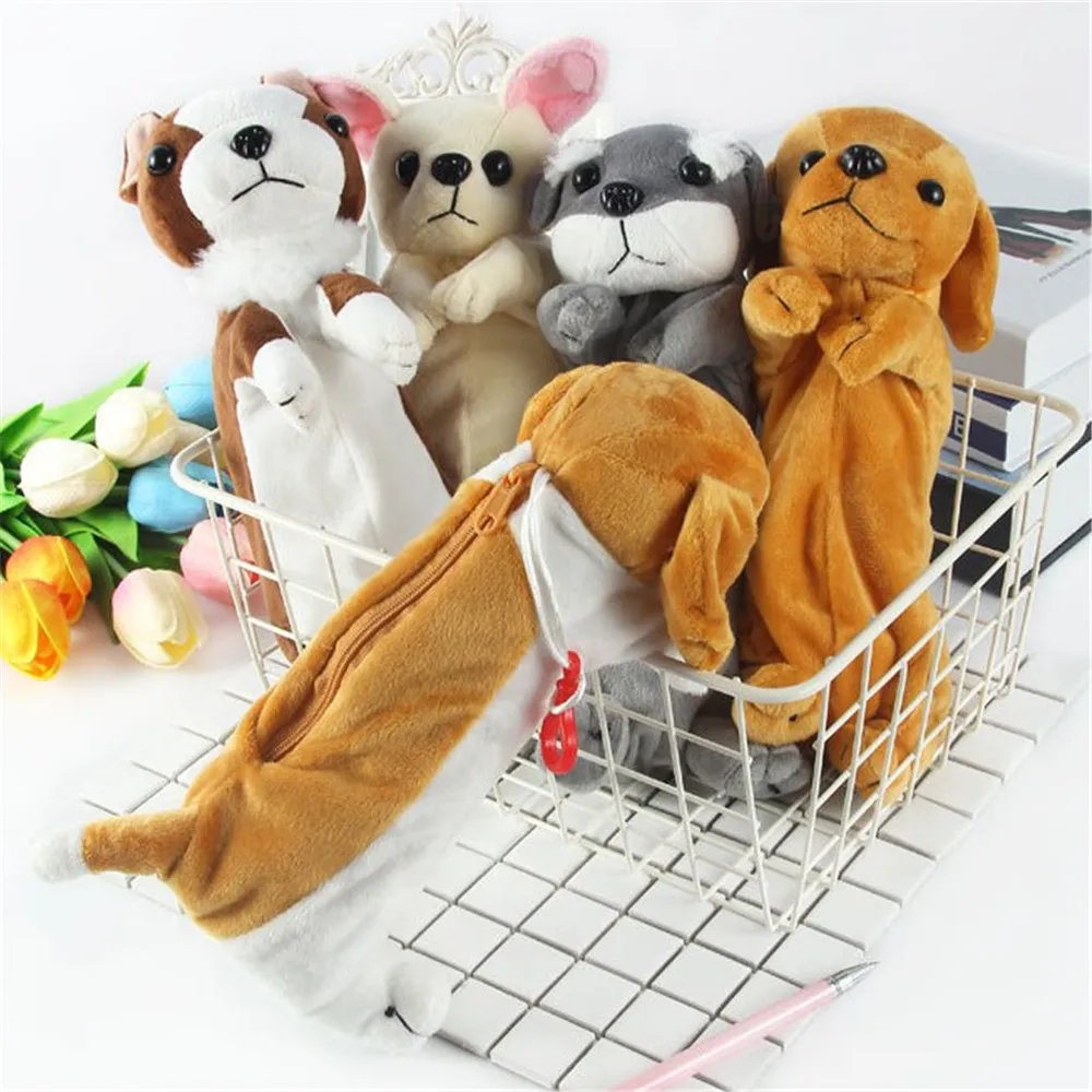 

Kawaii Cartoon Plush Gog Puppy Pencil Case Novelty School Office Supplies Pencil Bags For Kids Stationery Pencil Box Hot Sales