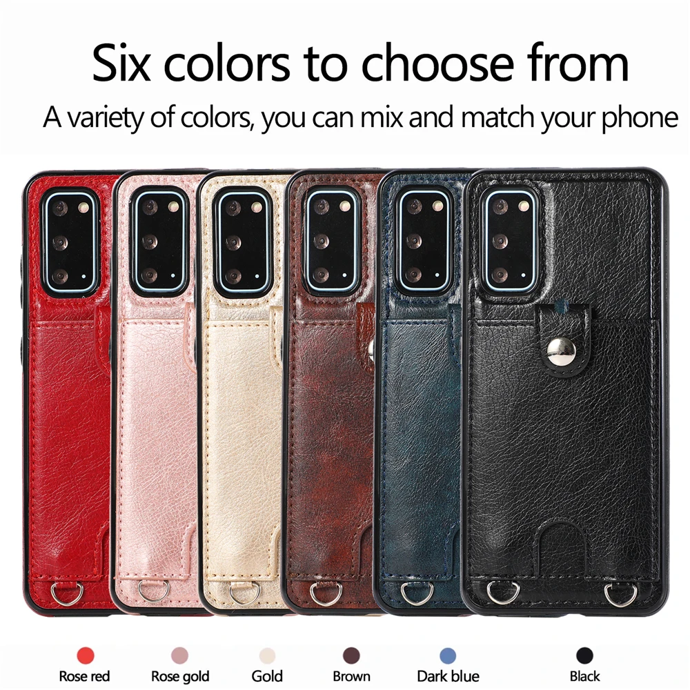 flip leather wallet case for samsung galaxy s20 s10 s8 s9 note 8 9 10 20 ultra plus s7 edge lanyard pouch etui phone bags cover free global shipping