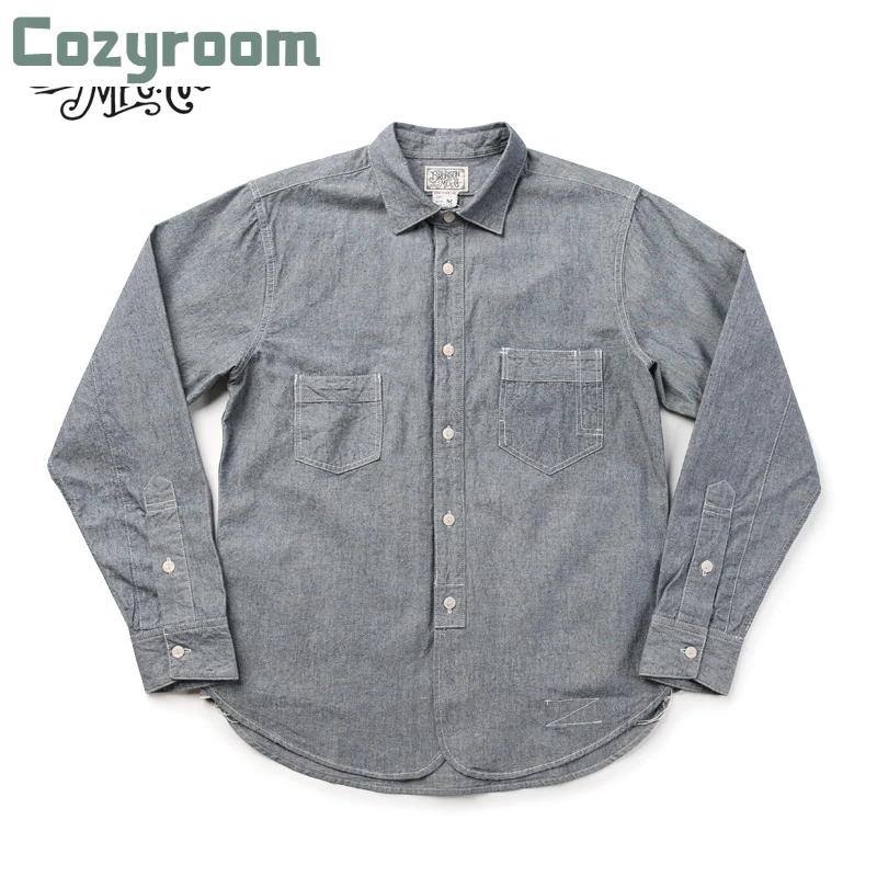 

Cozyroom Chambray штамповочные рубашки, легкие инженерные рубашки для мужчин, голубые