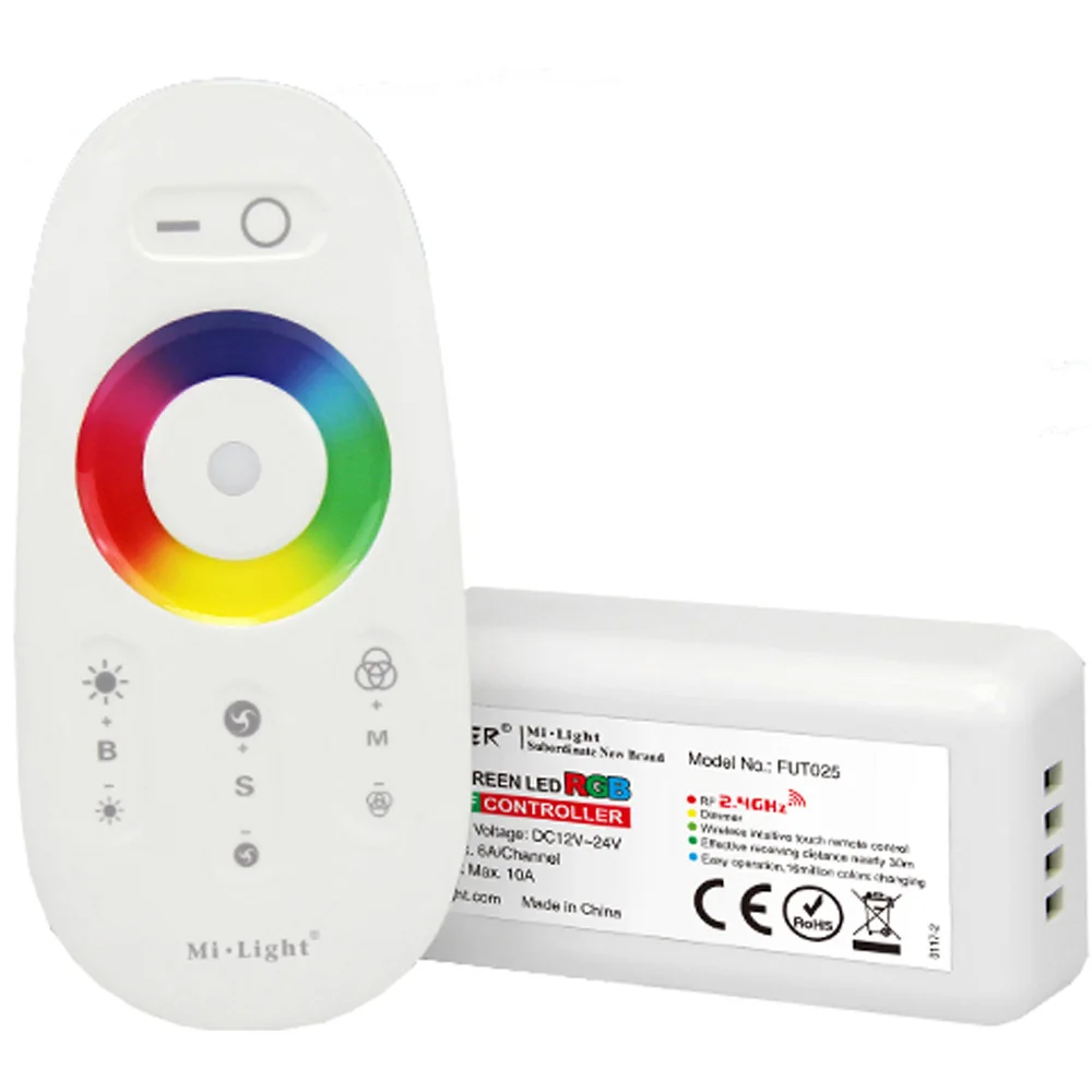 

Milight FUT025 FUT027 2.4G Wireless Touch Screen RGB RGBW LED Controller 18A RF Remote Control for LED Strip r DC12-24V