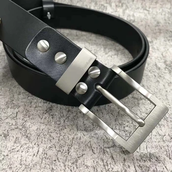 Leather belt with pure titanium buckle 35 mm and 38 mm