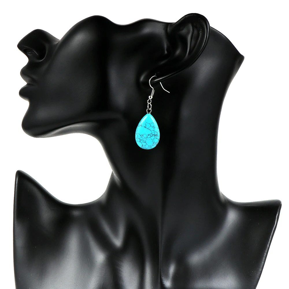 Модные женские серьги-подвески в стиле бохо с каплями воды из натурального камня