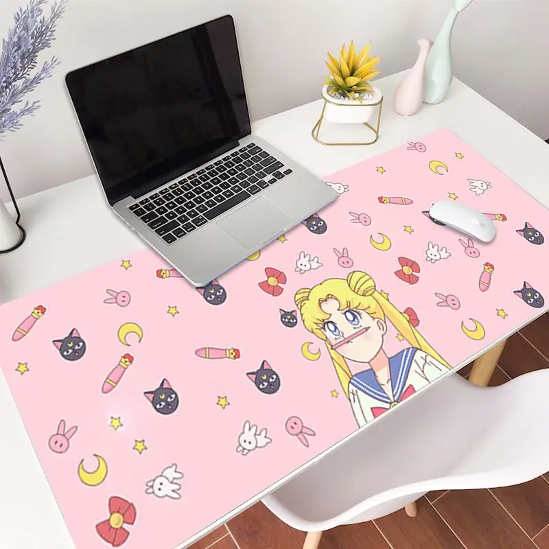 Розовый Сейлор Мун узор Kawaii девичьи новые Печатный игровой Мышь Pad блокированный