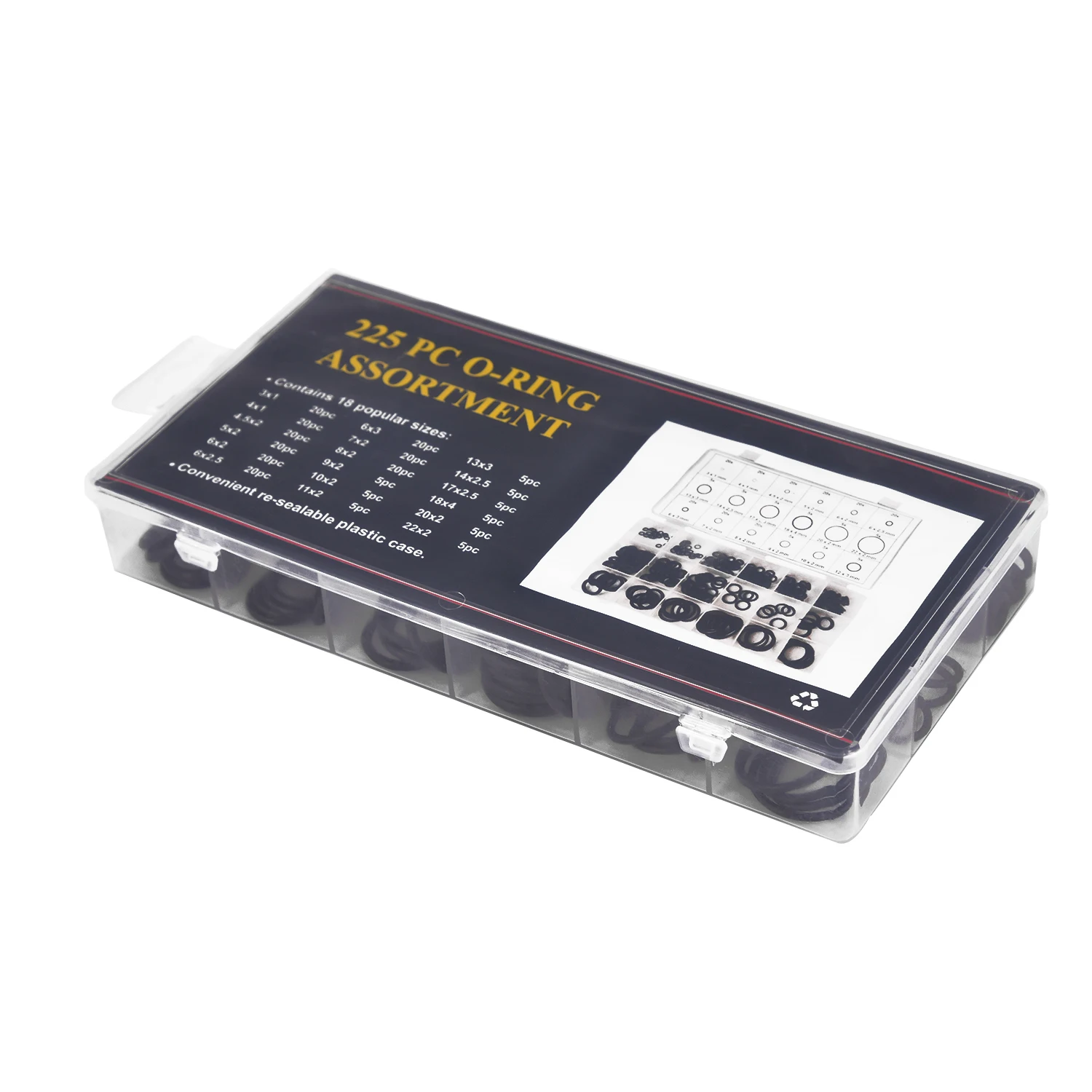 

Automotive O-Rings Rubber Assortment Washers 225pcs Black Kit Universal