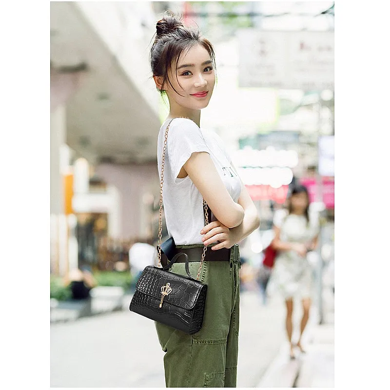 

2021 Fashion Pink Crocodile Women Hand Bags PU Leather Buckle Handbags Style Chain Shoulder Bag Tote for Ladies Cross Body Bag