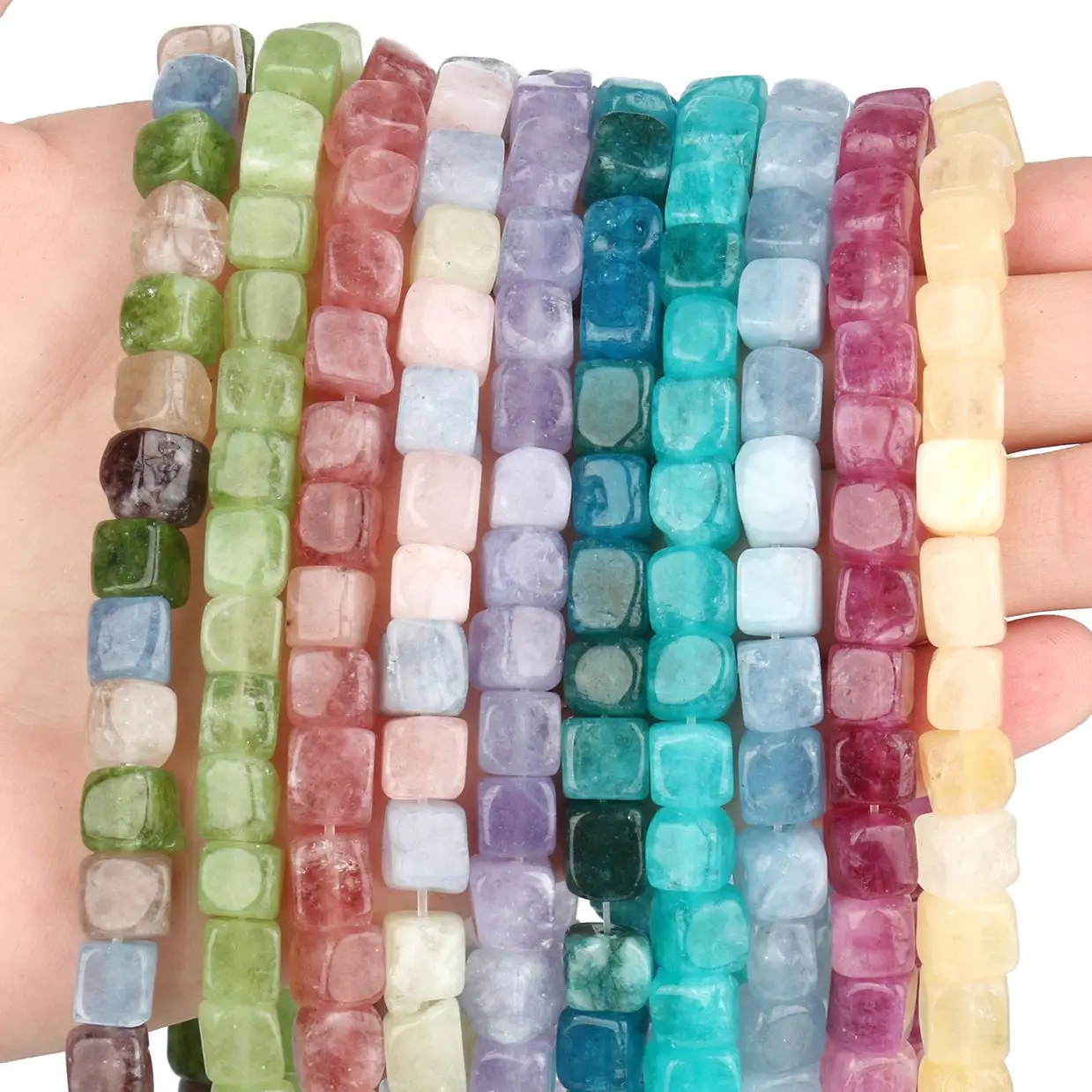 Бусины из нефрита бусины натурального камня имитация турмалина аквамарина