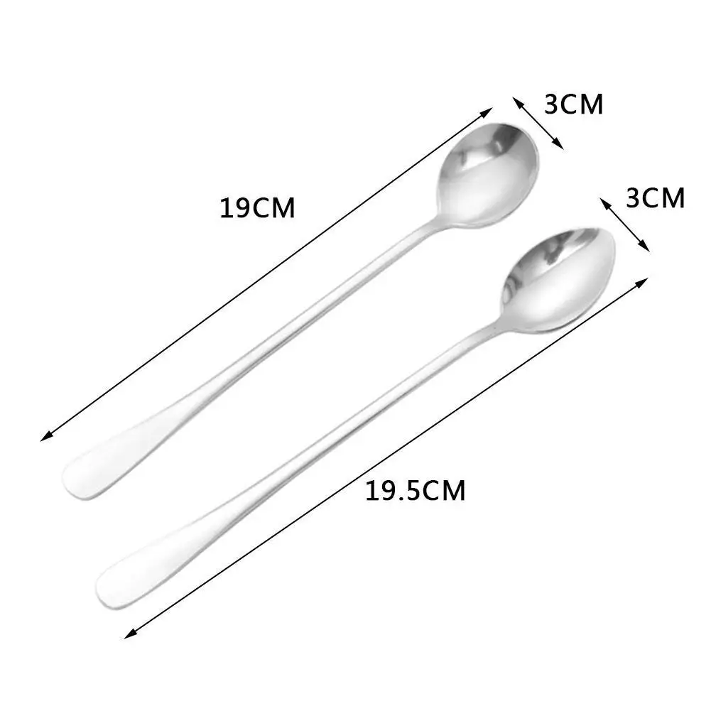 

1PC Steel Coffee Spoon Long Handle Ice Cream Dessert Spoon Tableware Kitchen Drinkware Tea Accessories O4Z0