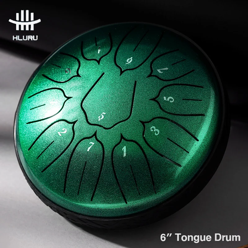 Hluru Steel Tongue Drum 6 Inch 11 Note Ultra Wide Range Percussion Instrument Hand Pan Drum Tank Drum with Rope Decoration