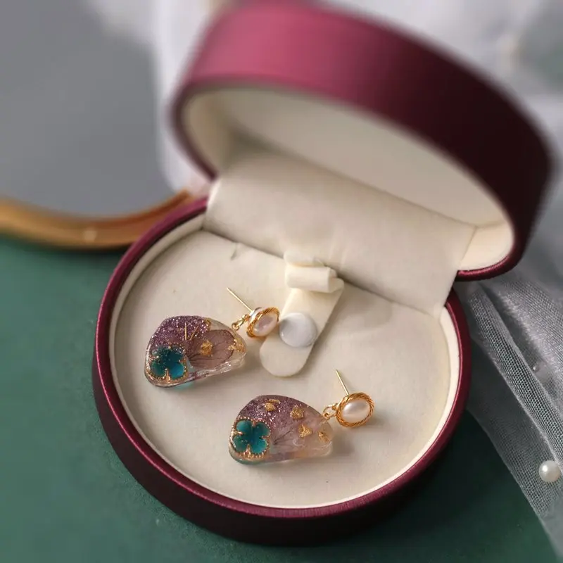 

FXLRY Handmade Natural Freshwater Pearl Vintage Immortal Flower Pearl Earrings For Women's jewelry