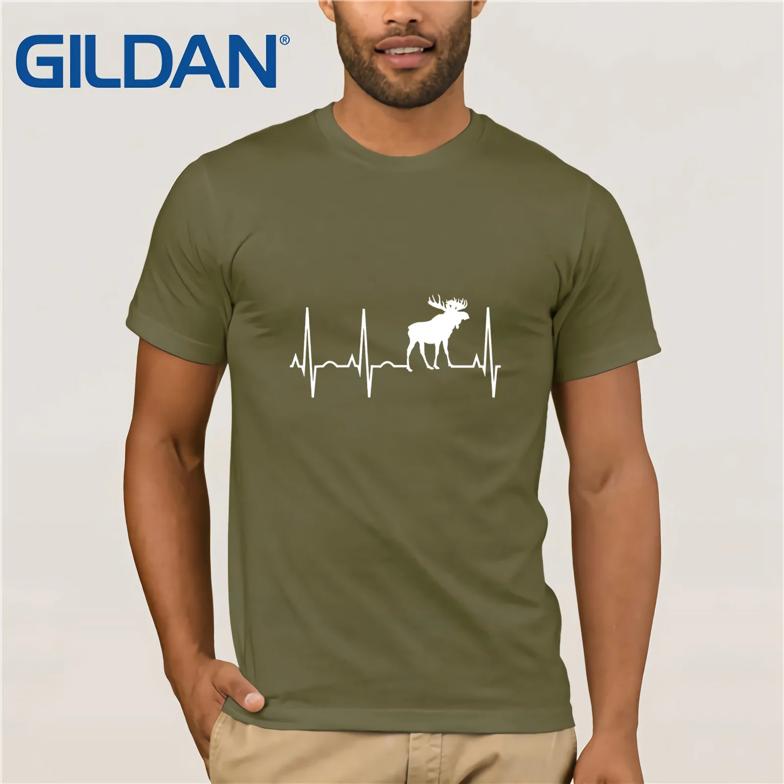 Moose Футболка с принтом сердцебиения для любителей футболка северным 2019 Летняя