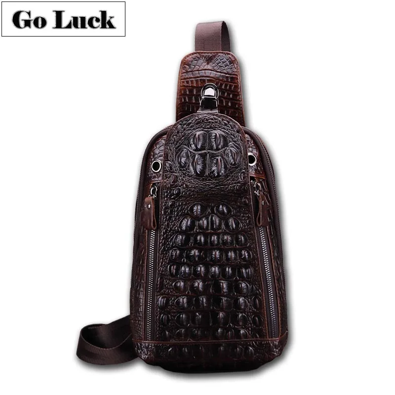 Бренд GO-LUCK, сумка на плечо из натуральной кожи аллигатора, мужская сумка-мессенджер, мужские сумки через плечо из воловьей кожи, повседневные роскошные сумки