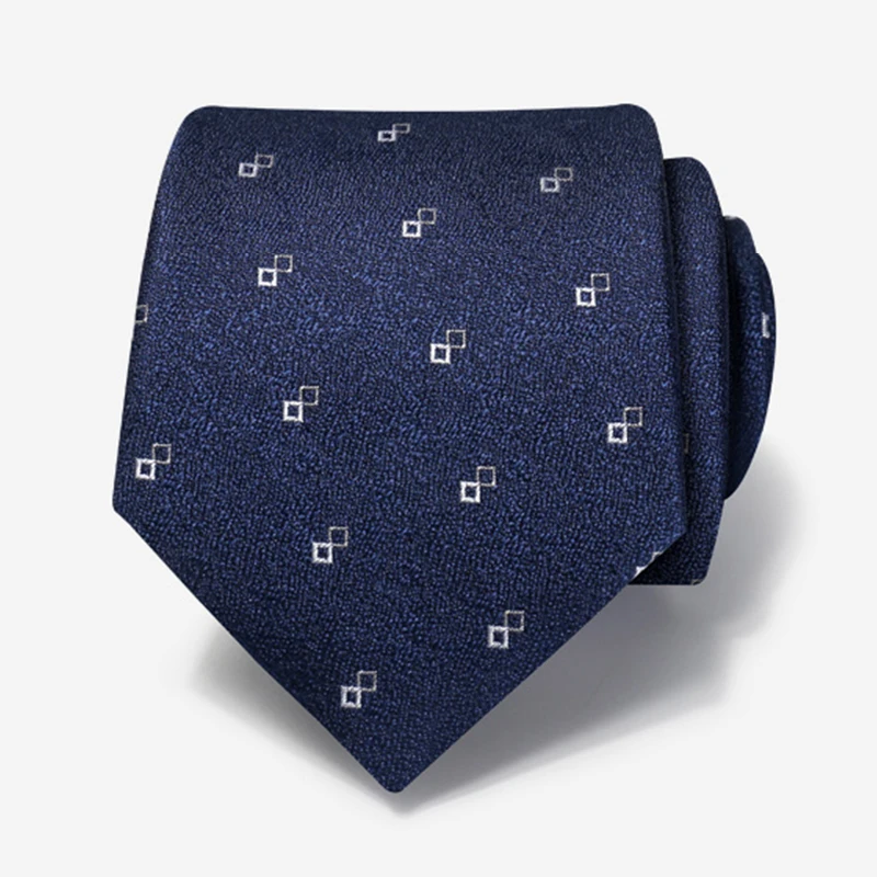 

Галстук мужской деловой из полиэстера и шелка шириной 8 см, модный темно-синий галстук на молнии для костюма, дизайнерская брендовая подарочная коробка