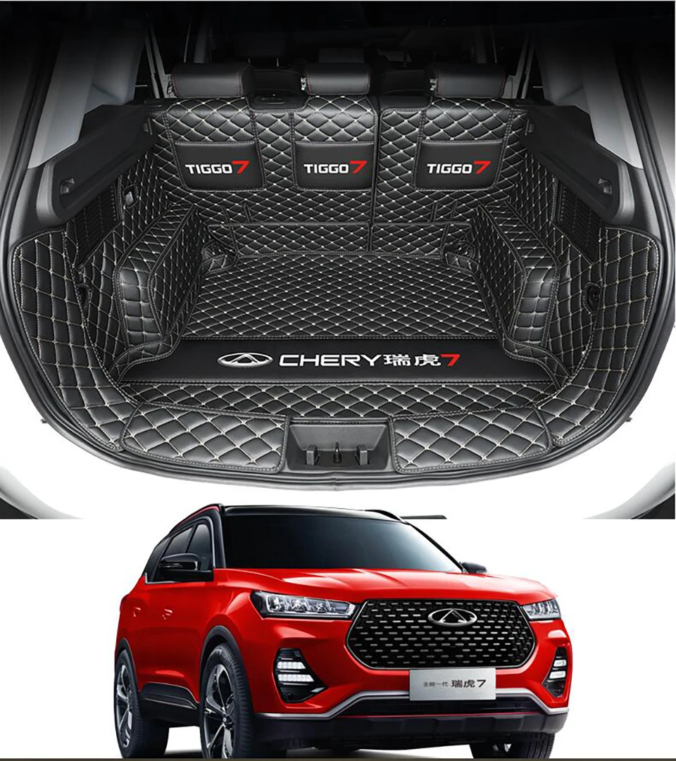 Цена Кожаные коврики для багажника автомобиля Chery Tiggo 7 Pro 2020 2021, 7 мест, защита от грязи, строительные аксессуары