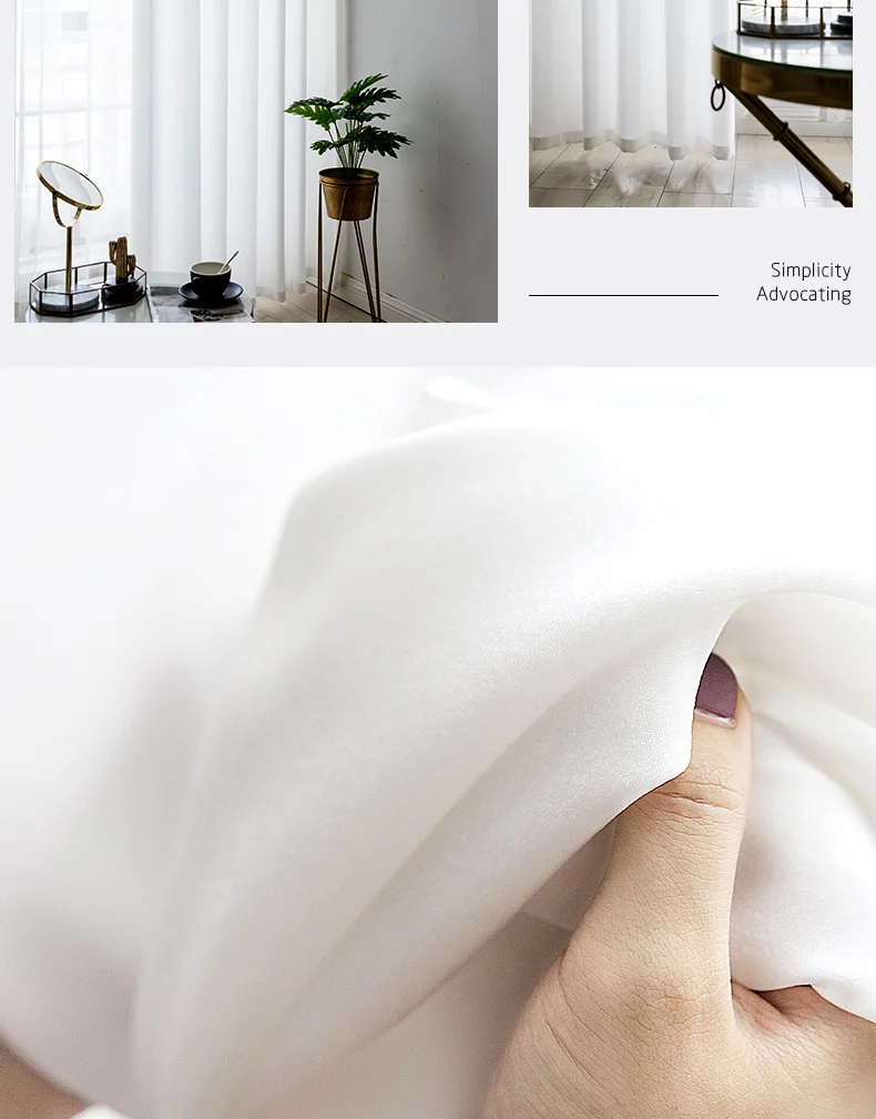 

White Tulle Curtains for Living Room Chiffon Solid Sheer Voile Blackout Curtains for Kitchen Fabric Drapes Home Decor