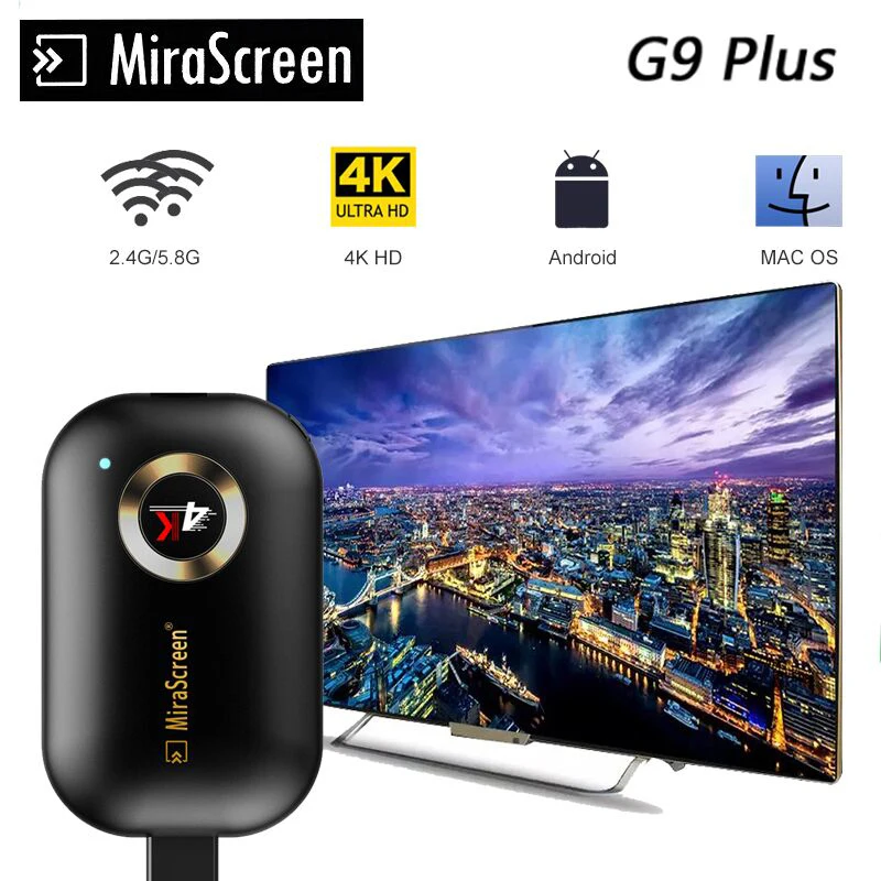 

4K TV Stick G9 Plus 2.4G/5G Miracast Wireless DLNA AirPlay HDMI-compatible Mirascreen Display Mirror Receiver TV Dongle