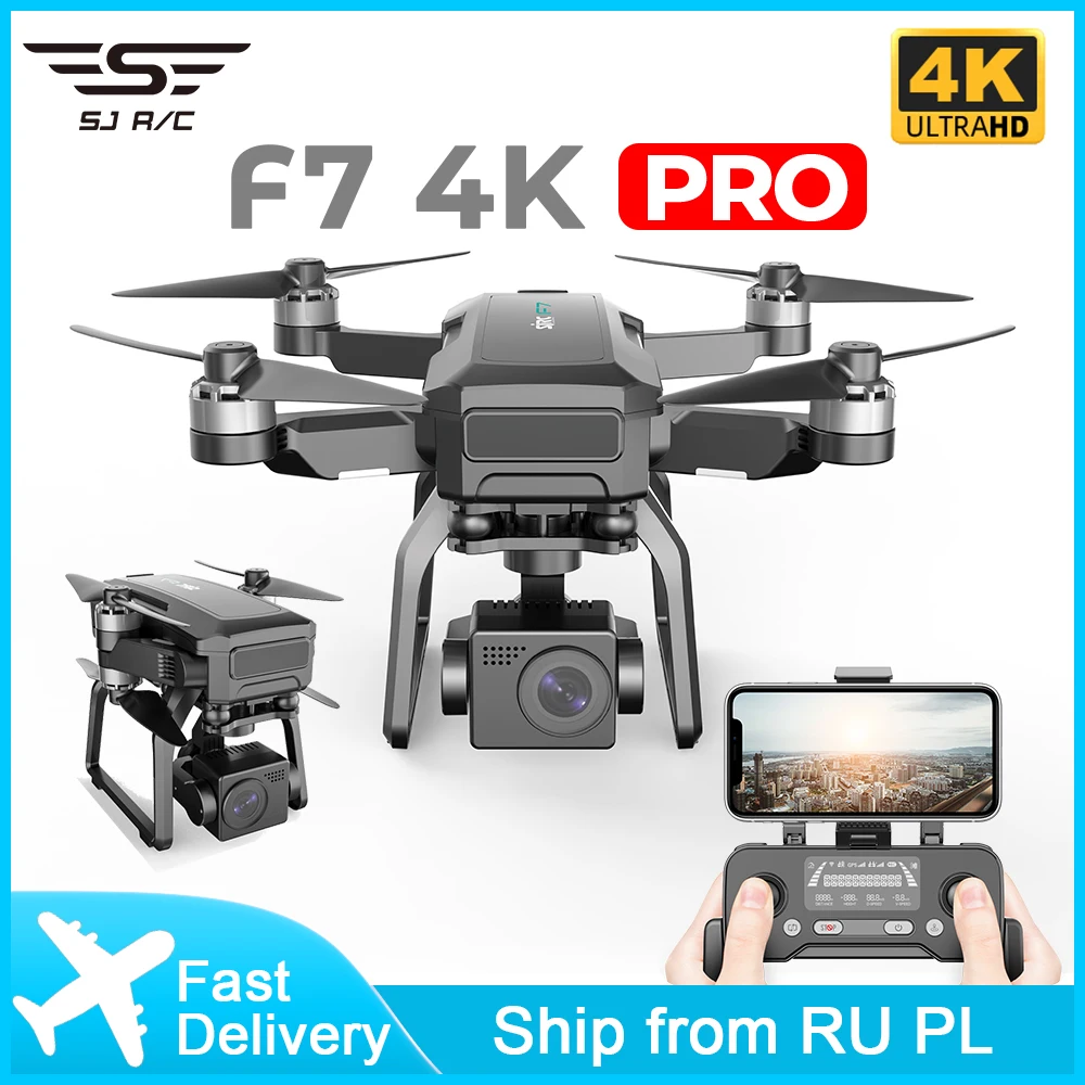 Квадрокоптер SJRC F7 Pro 4K с камерой и 3 осевым карданом 5G GPS максимальное время полета