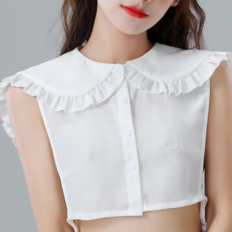 

Women Girls Doll Detachable Fake Collar Ruffles Lapel Shawl Shoulder Wrap Shirt 649C