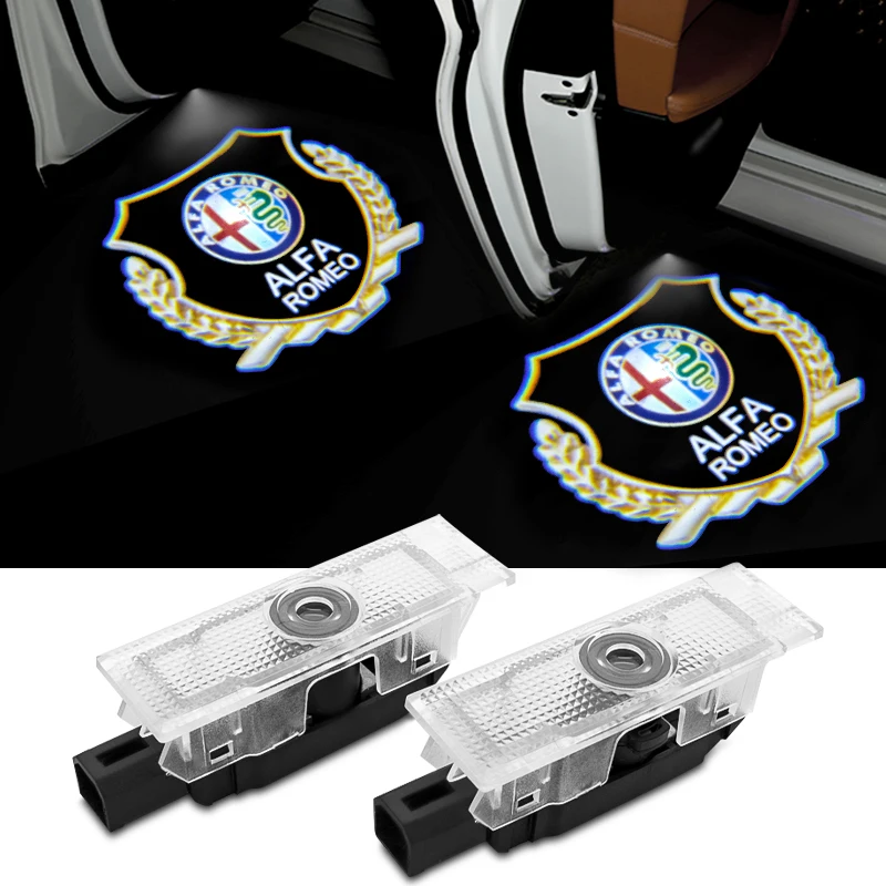 

2pcs Car Door Welcome Lights Shadow Projector For Alfa Romeo 159 147 156 166 Giulietta Giulia Mito Spider Styling Accessories