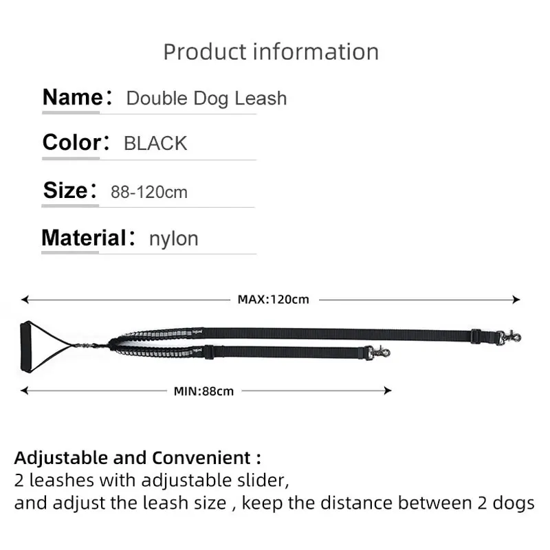 Регулируемый двойной поводок для собак мягкая ручка не спутывается разветвитель