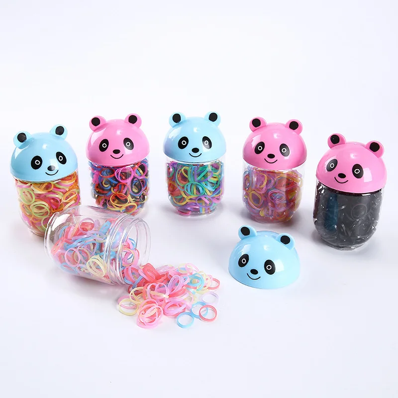 

Children Cartoon Panda Bottled Hair Circle Girl Hair Accessories New Baby Hair Binding Disposable Small Rubber Band Headwear