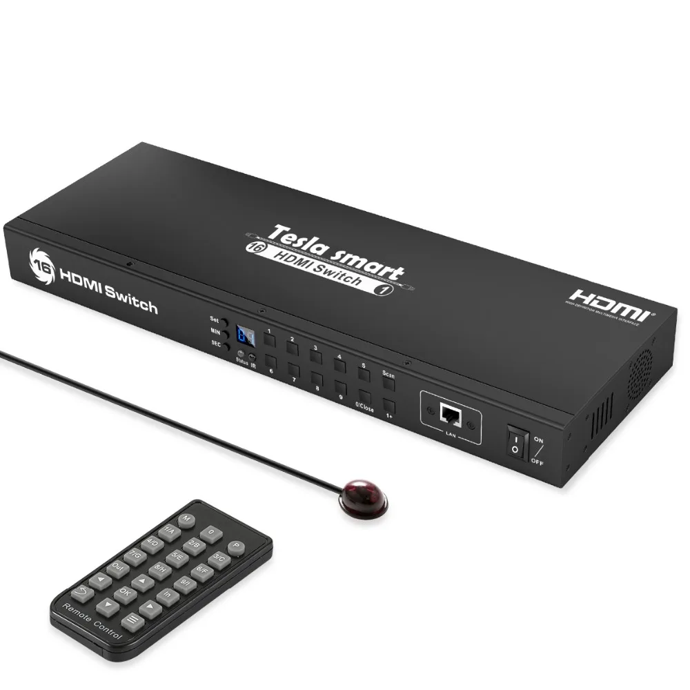 Tesla smart HDMI переключатель Switch стоечный видео Аудио 16 порт HDMI Коммутатор 16 input 1 output Поддержка 3840*2160/4K