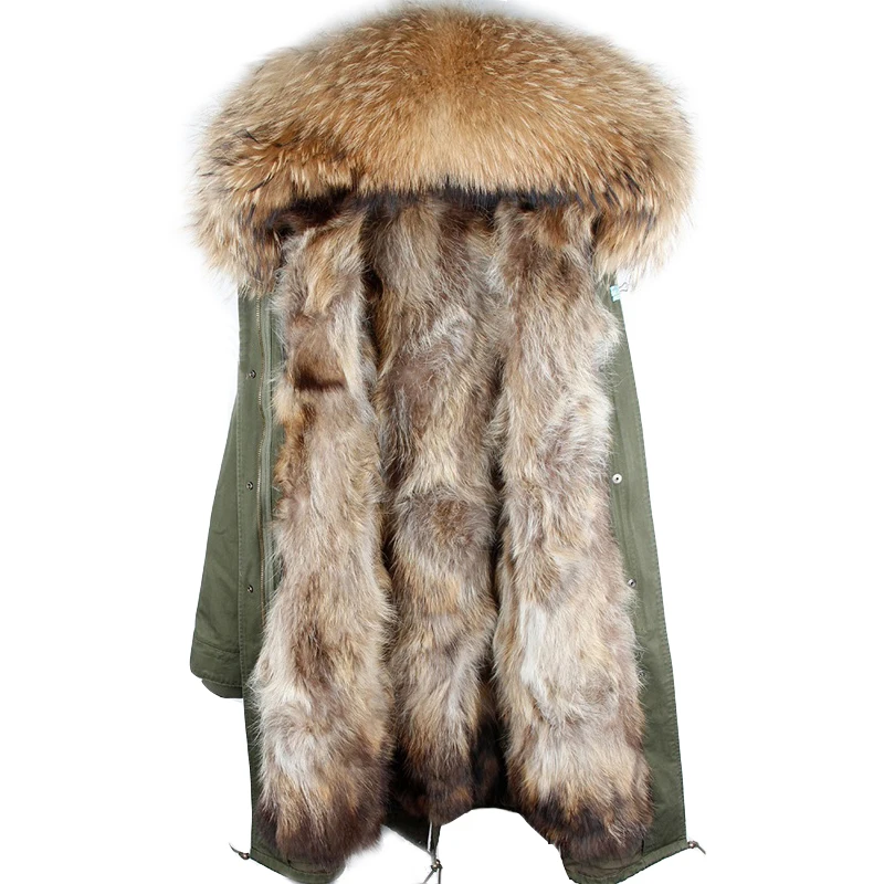 2022 Winter Coat Men Real Raccoon Fur Collar Hooded Jacket Real Fur Parka with Removable Fur Liner Long Warm Fashion Waterproof