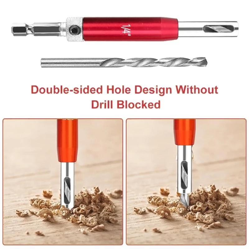 

17 Pieces/Set Woodworking Tool Self Center Hinge Drill Bit Set Hex Shank Guide for Centering Holes Needed for Hinges