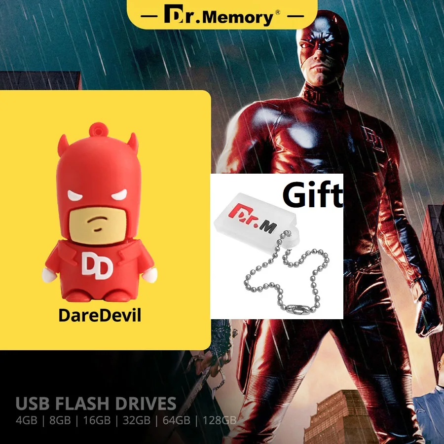 dare devil Usb флеш-накопитель Бэтмен 32 Гб USB флеш-накопитель Росомаха 16 Гб Флешка 8 ГБ 4 ГБ флеш-карта usb 2,0 64 ГБ USB флешка 128 ГБ Личная авторучка - Цвет: dare devil