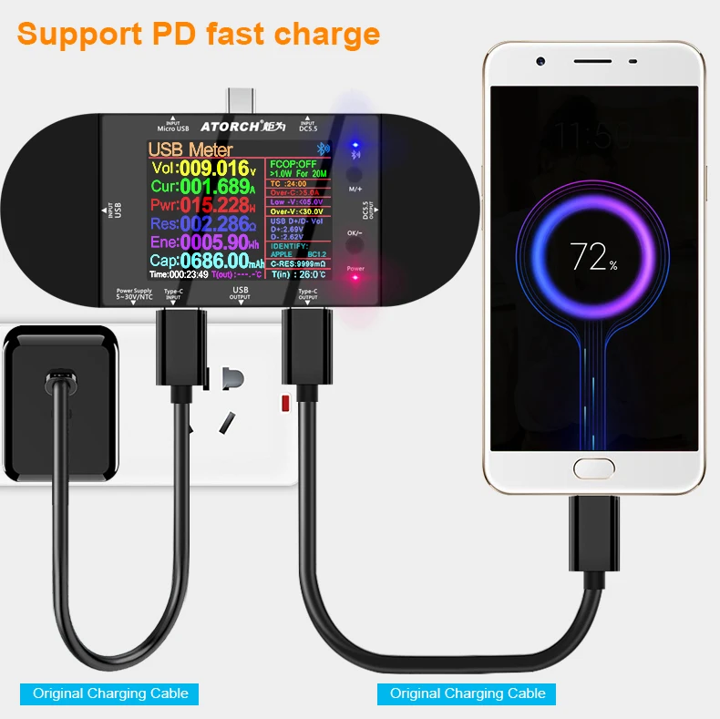 Цифровой вольтметр-Амперметр UD24 DC5.5 USB-тестер с диагональю 2 4 дюйма внешний