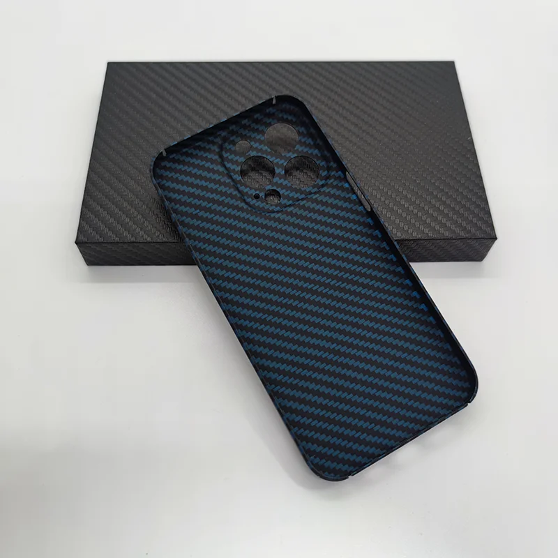 Funda de fibra de carbono azul para iphone, protector ultrafino con protecci&oacute;n de lente, fundas de tel&eacute;fono de fibra de aramida para iphone 13 pro max-2