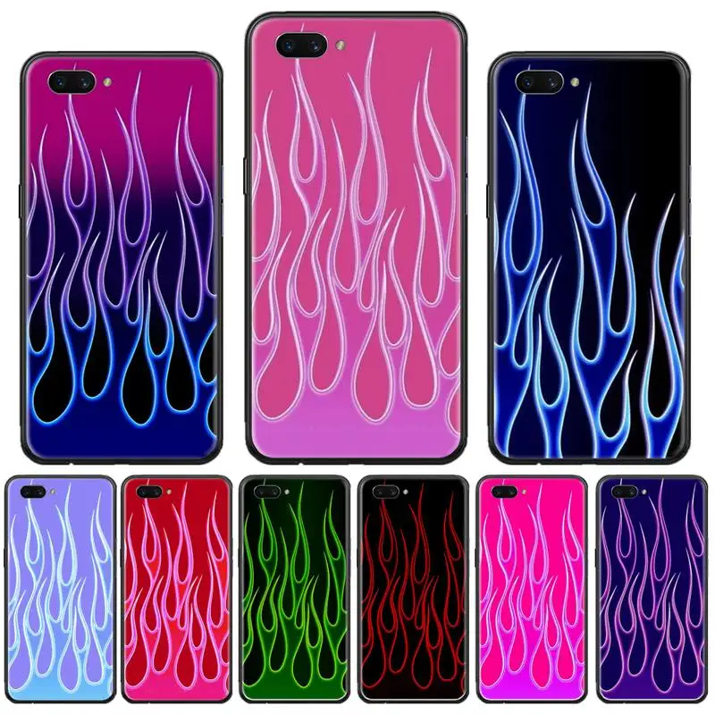 

Red Green Flames Fire Pattern Phone Case For OPPO F 1S 7 9 K1 A77 F3 RENO F11 A5 A9 2020 A73S R15 REALME PRO Cover Funda Shell