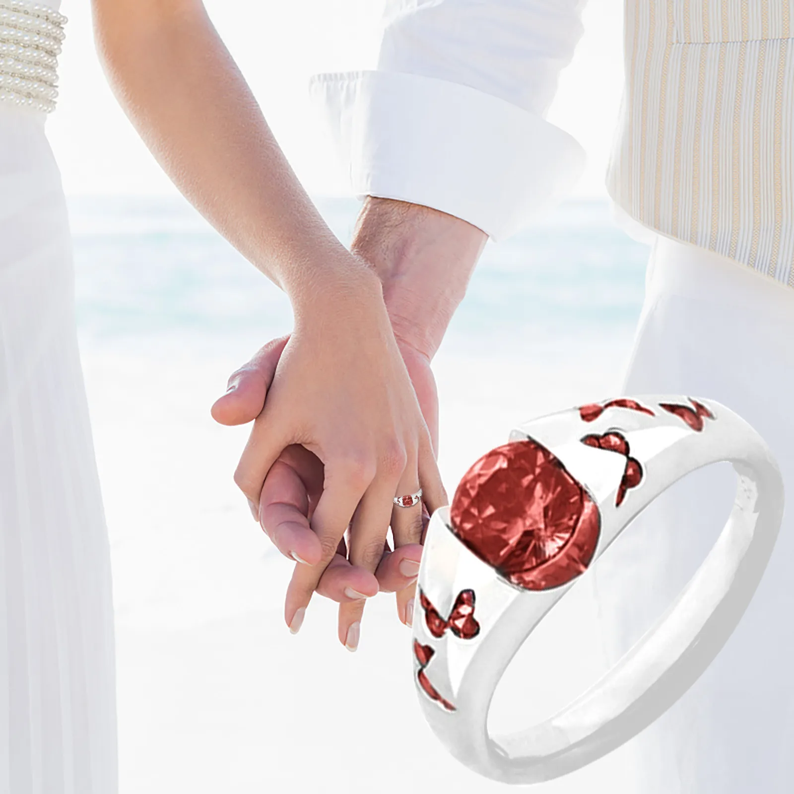 Изысканная бабочка инкрустированные смешанные цвета циркон размер 6-10 кольцо