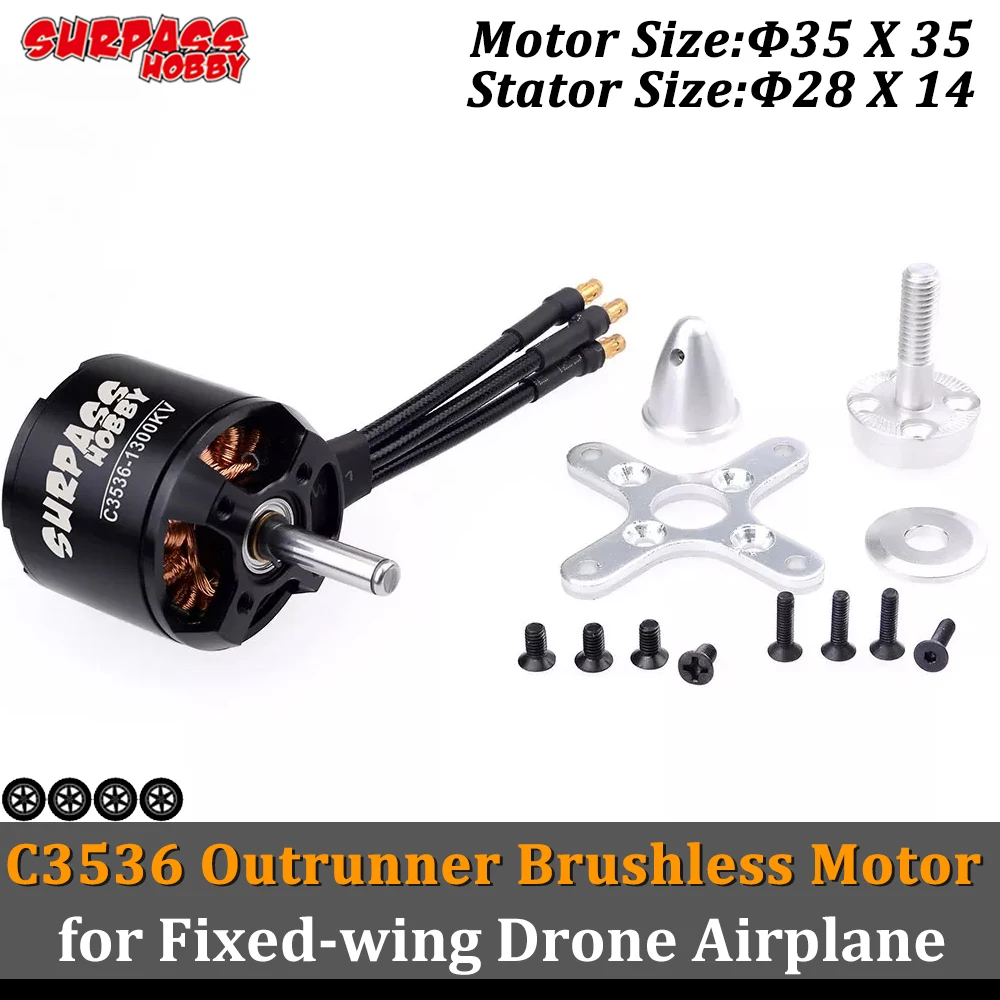 

SURPASS HOBBY 2pcs C3536 Brushless Motor 910KV 1050KV 1300KV 1500KV for RC Model Fixed Wing Drone Airplane Aircraft Helicopter
