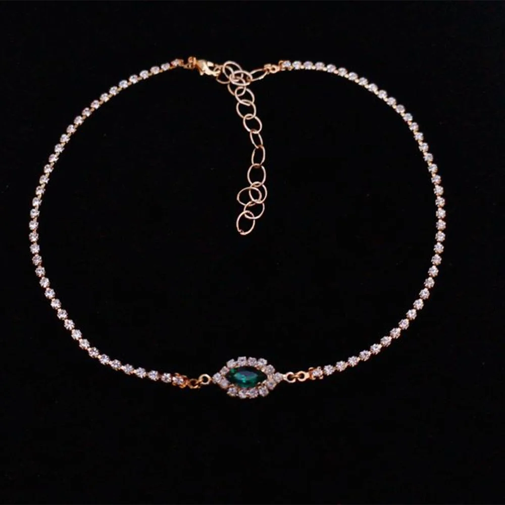 Роскошное ювелирное изделие Подарочный чокер с кристаллами ожерелье цепочка до