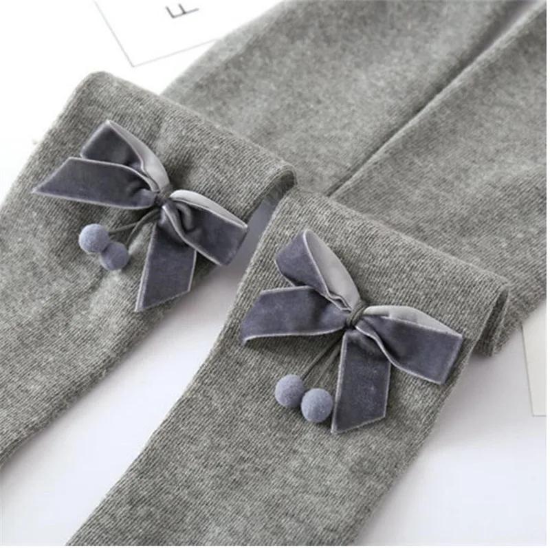 

PUDCOCO Cute Toddler Autumn Winter Velvet Bowknot Princess Tights Soft Cotton Baby Girls Pantyhose Infant Knitted Stockings 2-8Y
