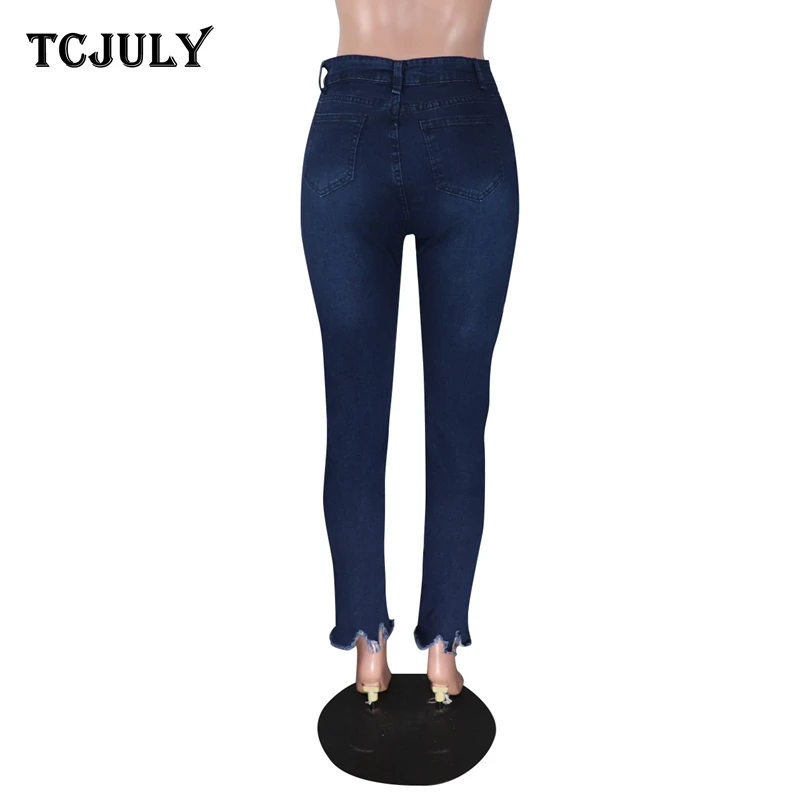 TCJULY новый дизайн потертые рваные джинсы для женщин с карманами узкие пуш-ап