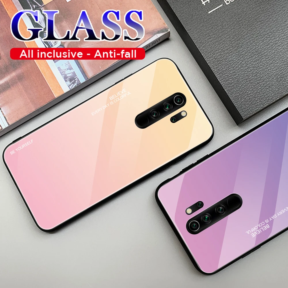 

Glass Phone Back Cover for RedMi Note5 Note6 Note7 Note8 K20 K20Pro Note9s K30 F1 8A 7A 8T Gradient Color Tempered 9H glass Case