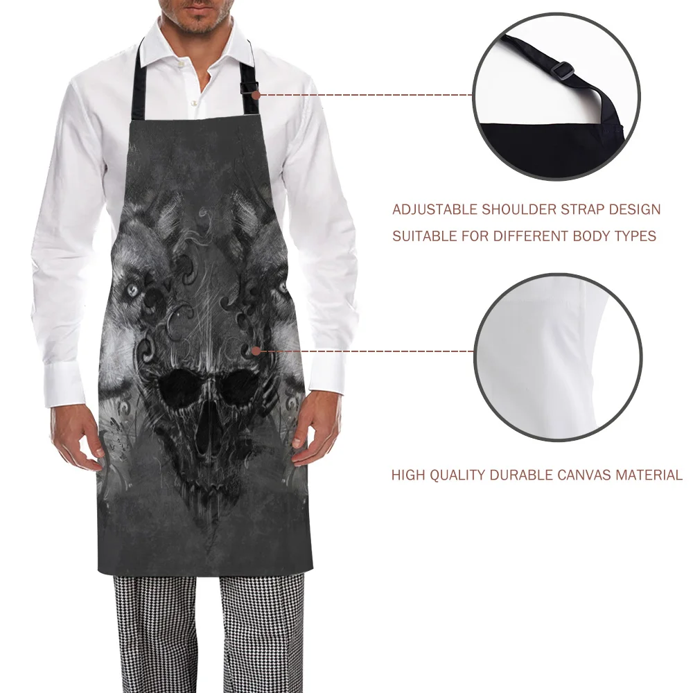 Кухонный Фартук с волчьим черепом регулируемый нагрудник для барбекю в виде