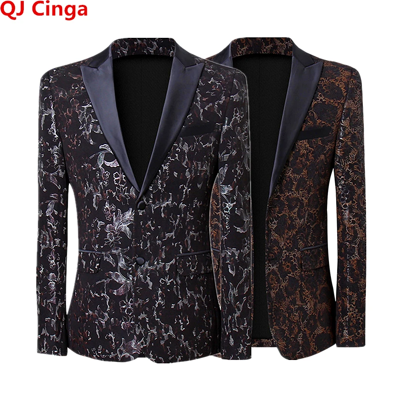 Модный костюм с принтом куртка мужское платье для свадебной вечеринки пальто