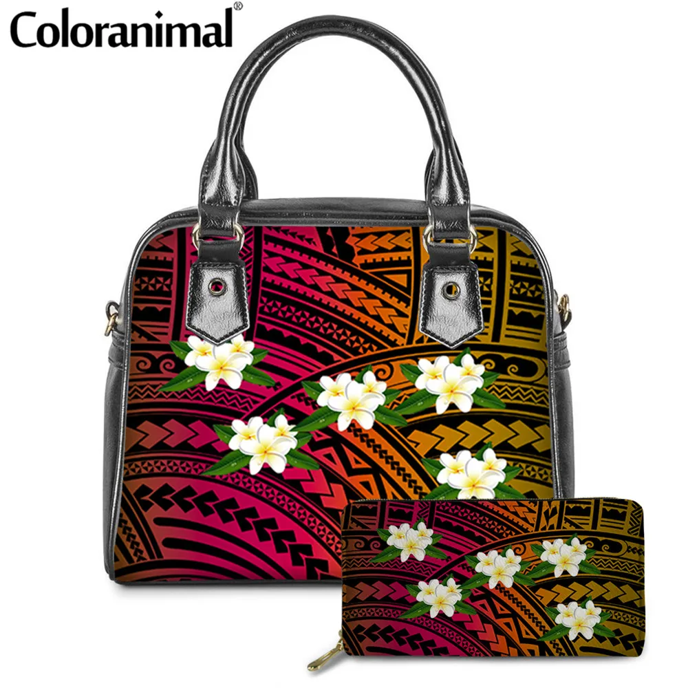 Coloranimal Племенной Стиль леди сумка градиент полинезийская Плюмерия и принт